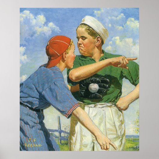 Oude honkbal, kinderen, jongens die sporten poster (Voorkant)