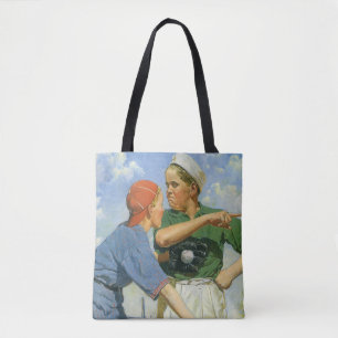 Oude honkbal, kinderen, jongens die sporten spelen tote bag