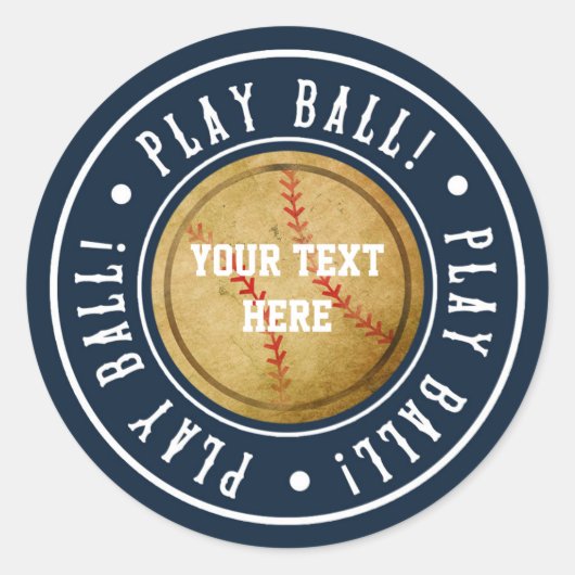 Oude honkbal PLAATS BAL Verjaardagsfeestje Sticker (Voorkant)