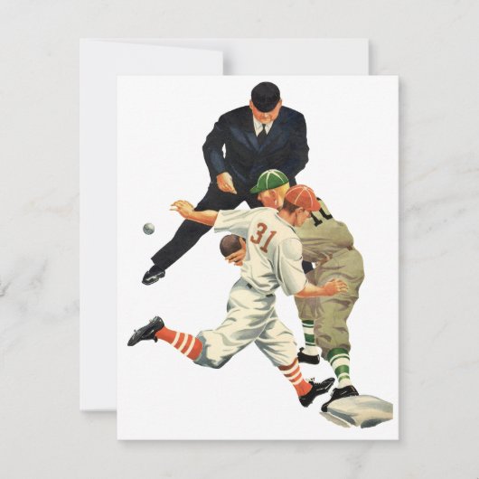 Oude honkbalspelers veilig op thuisplaat (Voorkant)