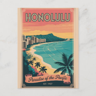 Oude Honolulu Hawaii Paradijs van de Stille Oceaan Briefkaart