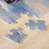 Oude Hooglandrund bij besneeuwde kerstschuur Legpuzzel (Zijkant)