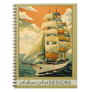Oude Hoogzeilend Schip Zeilen Retro Scheepvaart Notitieboek