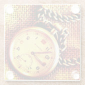 Oude horloge en ketting glazen onderzetter (Achterkant)