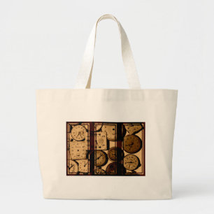 Oude Horloge Triptiek Grote Tote Bag