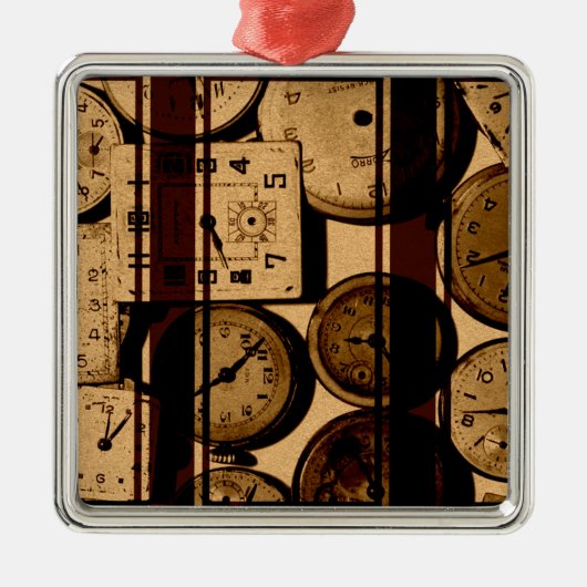 Oude Horloge Triptiek Metalen Ornament (Voorkant)