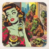 Oude Horror Zombie Strips Kartonnen Onderzetters (Voorkant)