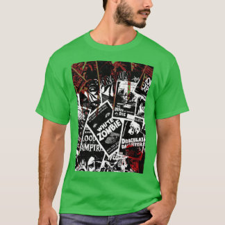 Oude horrorfilms collage Zwart Wit Bloederig g T-shirt