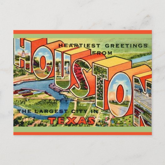 Oude Houston Texas ansichtkaart Briefkaart (Voorkant)