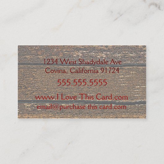 Oude hout en perscroller visitekaartje (Achterkant)