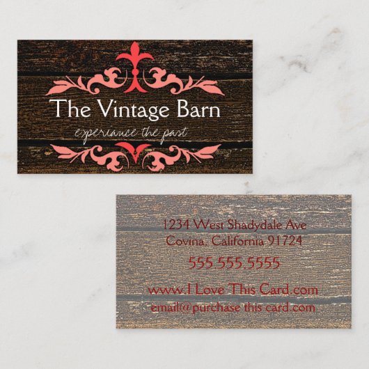 Oude hout en perscroller visitekaartje (Voorkant / Achterkant)