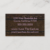 Oude hout en roze scroller visitekaartje (Achterkant)