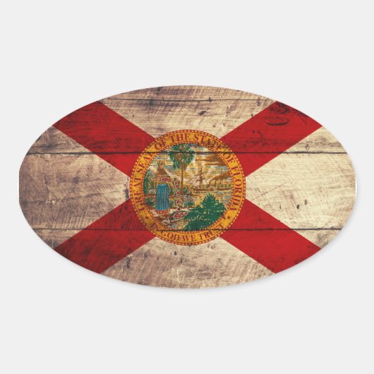 Oude hout Florida vlag; Ovale Sticker (Voorkant)