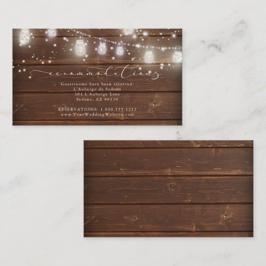 Oude Hout String Lights Wedding Accommodations Informatiekaartje (Voorkant / Achterkant)