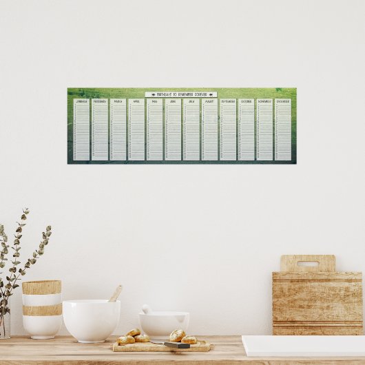 Oude Houten Achtergrond Verjaardagskalender Poster (Keuken)