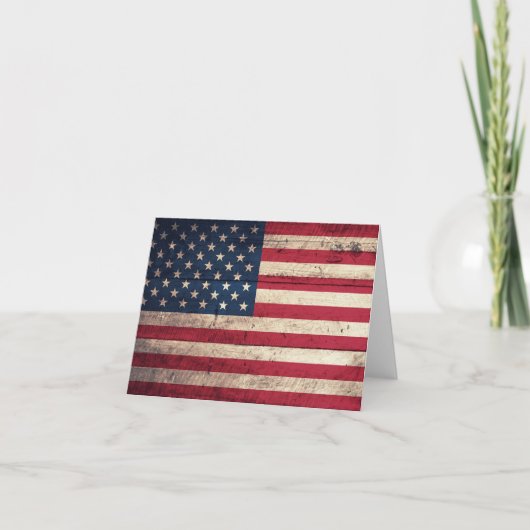 Oude Houten Amerikaanse Vlag Kaart (Voorkant)