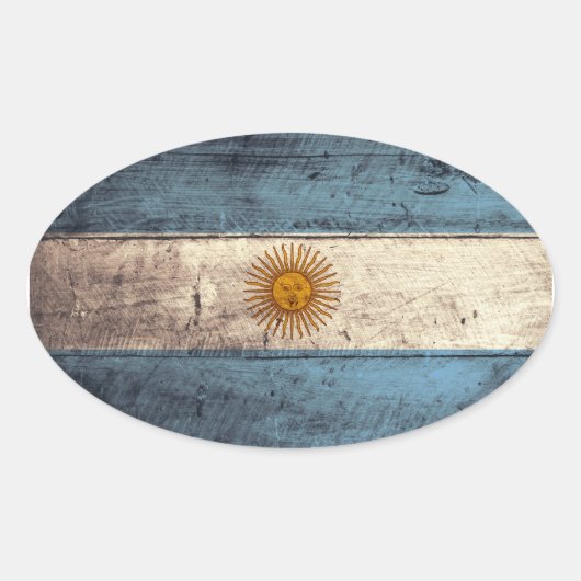 Oude Houten Argentinië Vlag Ovale Sticker (Voorkant)