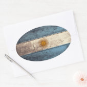 Oude Houten Argentinië Vlag Ovale Sticker (Envelop)