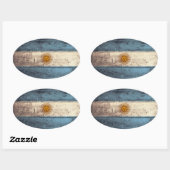 Oude Houten Argentinië Vlag Ovale Sticker (Vel)