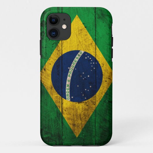 Oude Houten Braziliaanse Vlag Case-Mate iPhone Case (Achterkant)