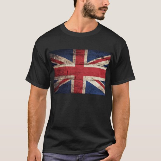 Oude houten Britse vlag; T-shirt (Voorkant)