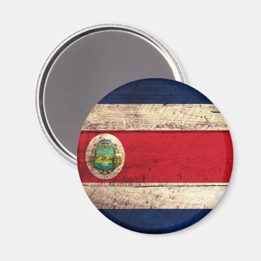 Oude houten Costa Ricaanse vlag Magneet (Voorkant / Achterkant)