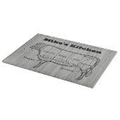 Oude houten delen van de Koe van rundvlees Snijplank (Hoek)