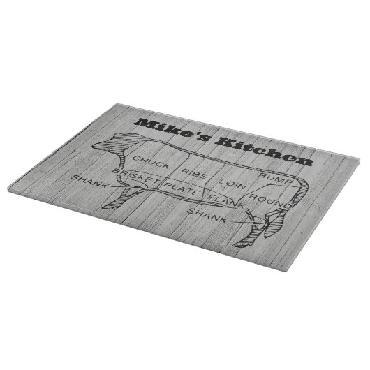 Oude houten delen van de Koe van rundvlees Snijplank (Hoek)