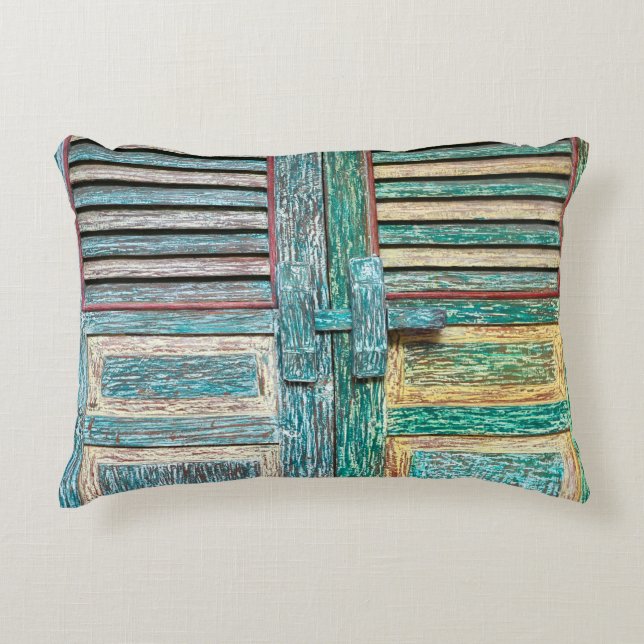 oude  houten deur accent kussen (Voorkant)