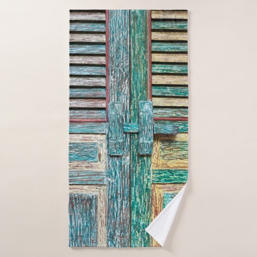 oude houten deur badhanddoek (Badhanddoek)