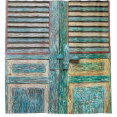 oude  houten deur douchegordijn (Voorkant)