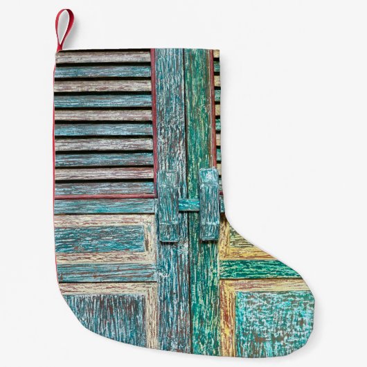 oude houten deur kleine kerstsok (Voorkant)