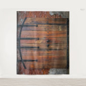 Oude houten deur met koperen scharnieren wandkleed (Voorkant)