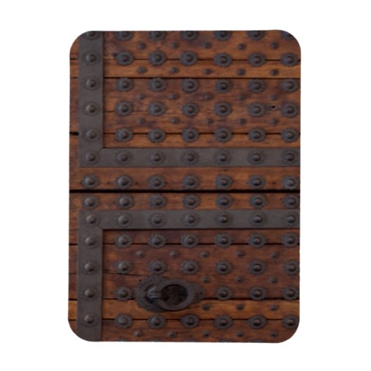 Oude houten deur met zwarte metalen versterkingen magneet (Verticaal)