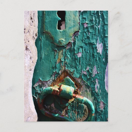 Oude houten deur op de Azoren Portugal Briefkaart (Voorkant)