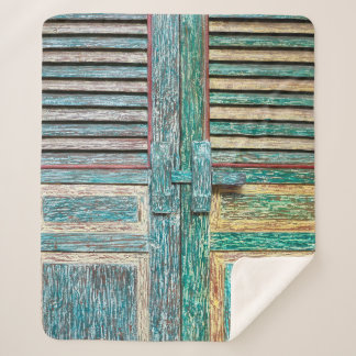 oude  houten deur sherpa deken