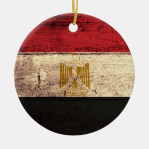 Oude houten Egyptische vlag Keramisch Ornament