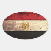 Oude houten Egyptische vlag Ovale Sticker (Voorkant)