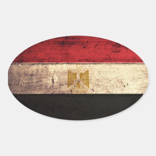 Oude houten Egyptische vlag Ovale Sticker (Voorkant)
