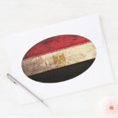 Oude houten Egyptische vlag Ovale Sticker (Envelop)