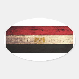 Oude houten Egyptische vlag Ovale Sticker