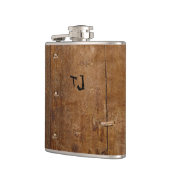 Oude "houten" fles met (of zonder) Initiaal(s) Heupfles (Links)