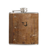 Oude "houten" fles met (of zonder) Initiaal(s) Heupfles (Voorkant)