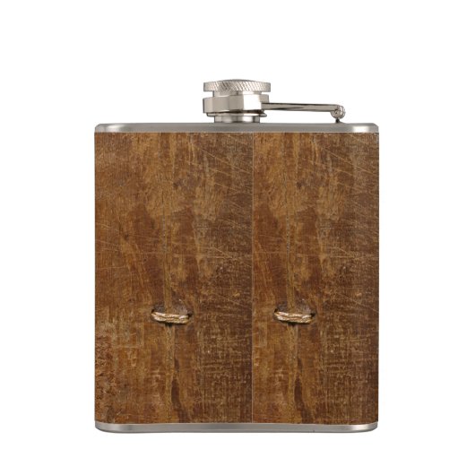 Oude "houten" fles met (of zonder) Initiaal(s) Heupfles (Achterkant)