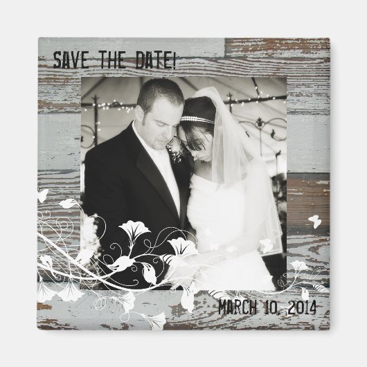 Oude Houten Foto sparen de Datummagneet Magneet (Voorkant)