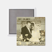Oude Houten Gouden Tint Foto Save the Date Magnet (Voorkant / Achterkant)