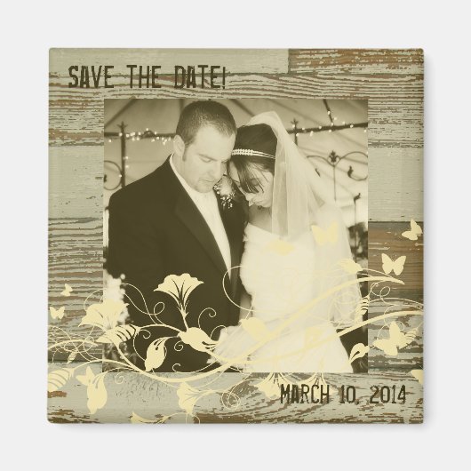 Oude Houten Gouden Tint Foto Save the Date Magnet (Voorkant)