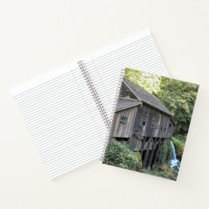 Oude Houten Graanmolen Foto Notitieboek