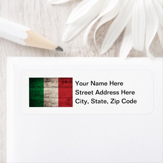 Oude Houten Italië Vlag Etiket (Insitu)