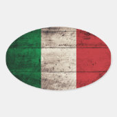 Oude Houten Italië Vlag Ovale Sticker (Voorkant)
